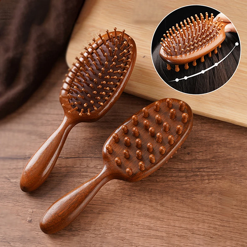 Air Cushion Comb Scalp Therapy Massage Comb Scalp Head Caring Natural Sandalwood Double-sided Scraping Body Beautify Massager