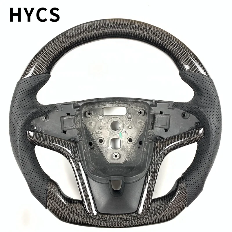 

Custom Car Carbon Fiber Steering Wheel Covered with Leather Perforated for Chevrolet Malibu Cruze Camaro Without airbags