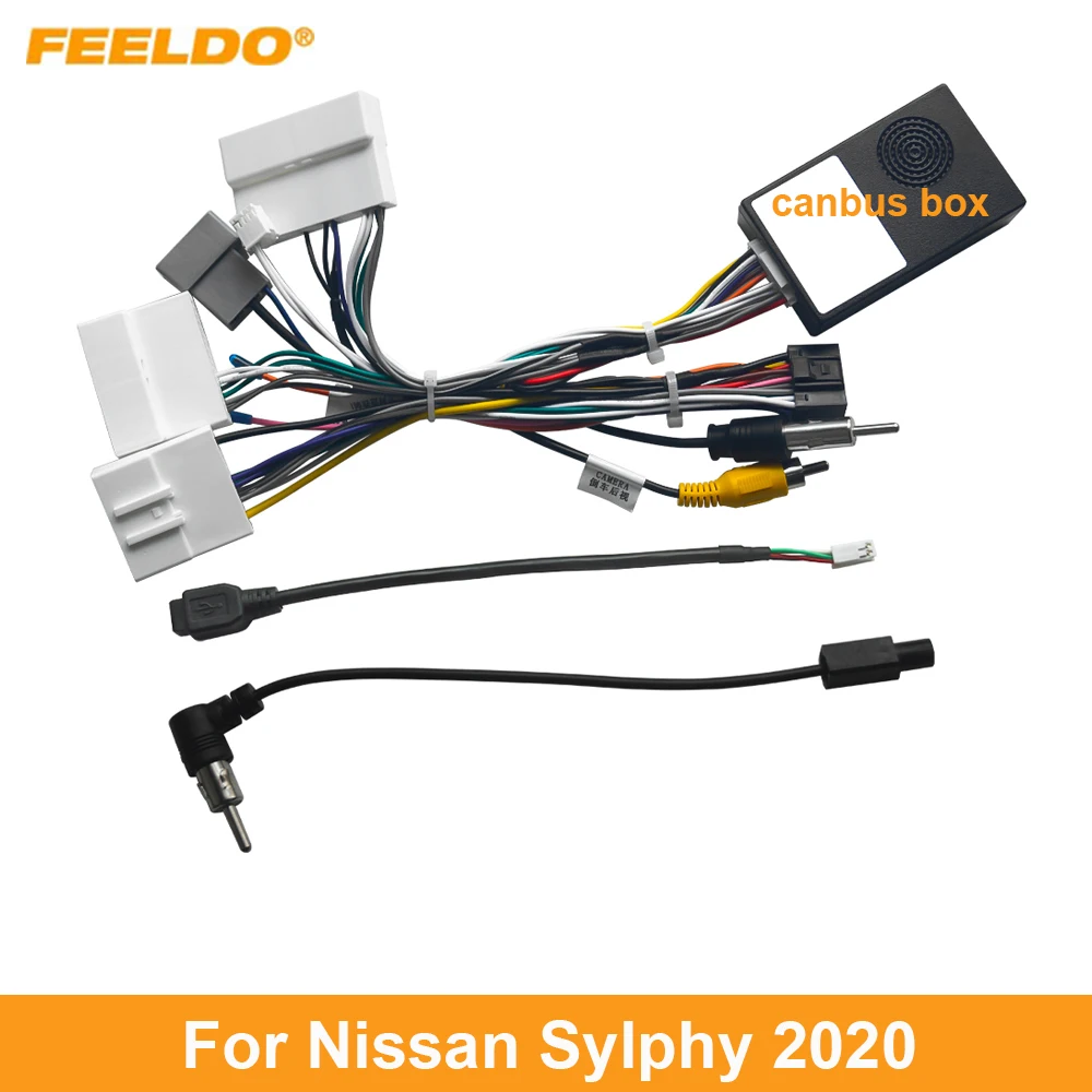 

FEELDO Car 16pin Power Cord Wiring Harness Adapter For Nissan Sylphy 2020 Installation Head Unit