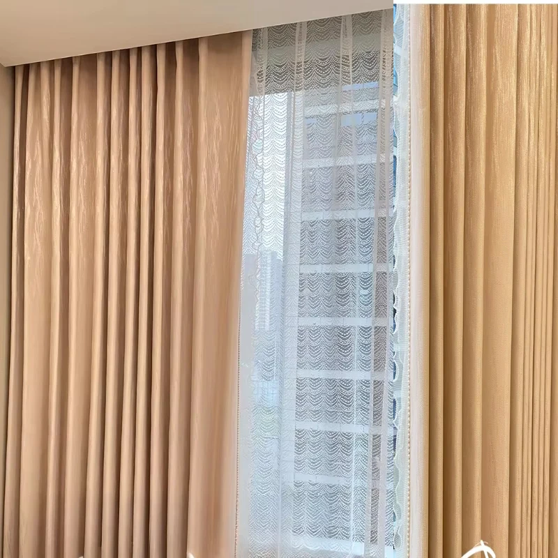 

Sakura Pink Shade High-end Modern Light Luxury Romantic Princess Style Custom Size Curtains for Living Dining Room Bedroom