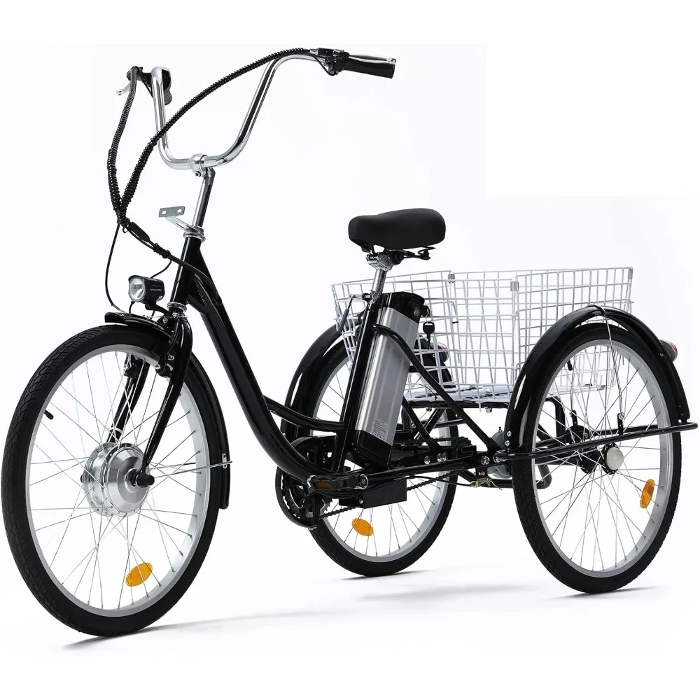 

Electric Trike, 26"Ebike Trike with Basket,36V Removable Battery,250W Brushless Motor,3 Wheel Electric Bicycle, Adults Tricycle