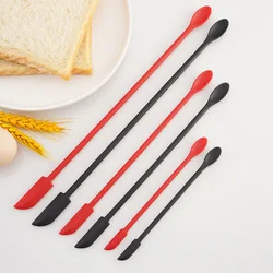 3/4Pcs Black Lengthen Mini Soft Jar Cake Cream Jam Scrapers Silicone Makeup Spatulas Butter Knife Kitchen Tools Accessories