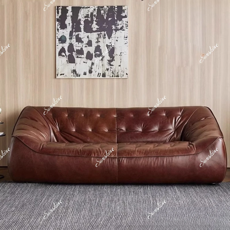 Living room American medieval small apartment bean bag sofa three-person straight row sofa