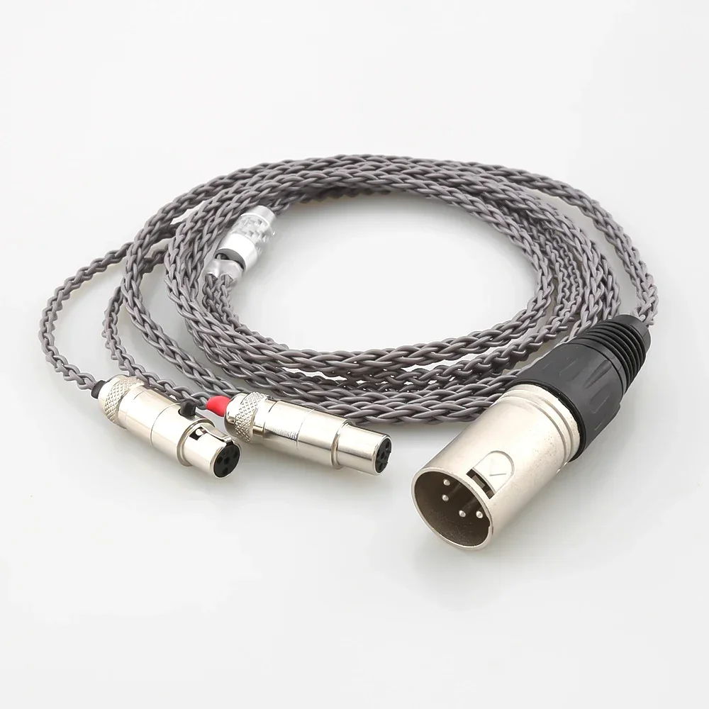 8 Core HIFI 4pin UPOCC 2.5 4.4 มม.XLR Balanced หูฟังหูฟังอัพเกรดสาย Silver Plated สําหรับ Audeze LCD 3 LCD-2 LCD2 LCD-4