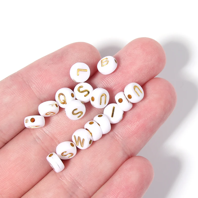 100pcs/Lot Mixed Round Flat Acrylic Letter Beads Alphabet Digital Cube Loose Spacer Beads For Jewelry Making Diy Bracelet