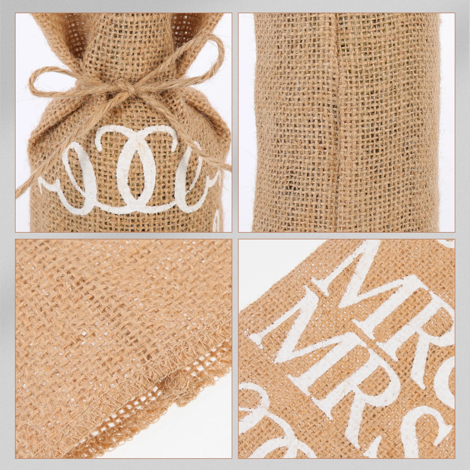

2pcs Wedding Wine Bag Rustic Linen Natural Reusable Burlap Jute Bottle Pouch Gift Holder Storage Travel Bag For Red Wine Party