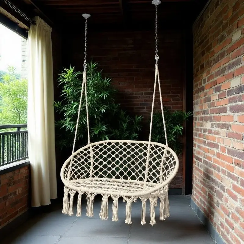 Ins Nordic indoor outdoor double hanging chair swing Internet celebrity bed and breakfast balcony hanging basket fringed cradle