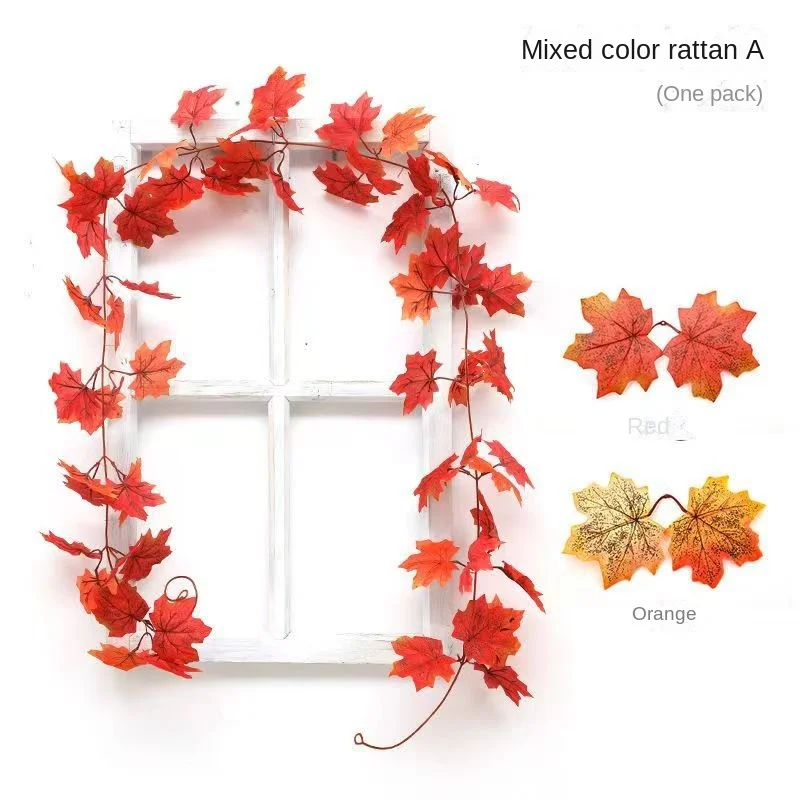 

Halloween Autumn Decorations Simulated Maple Leaf Vine Christmas Thanksgiving Supplies Decoration Home Wall Maple Leaf Vine