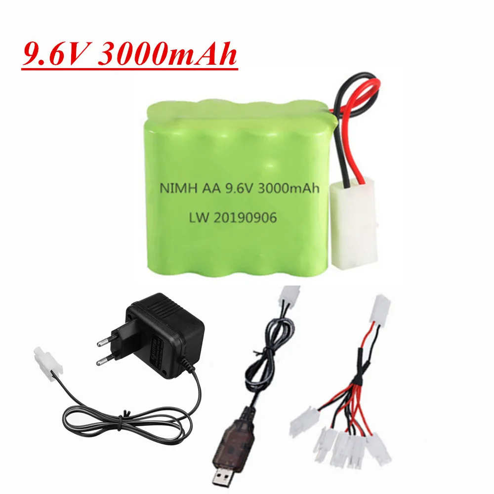 9.6V 3000mAh NI-MH battery Tamiya Plug with USB charger for RC Toys Electric toys security lighting facilities AA 9.6v battery