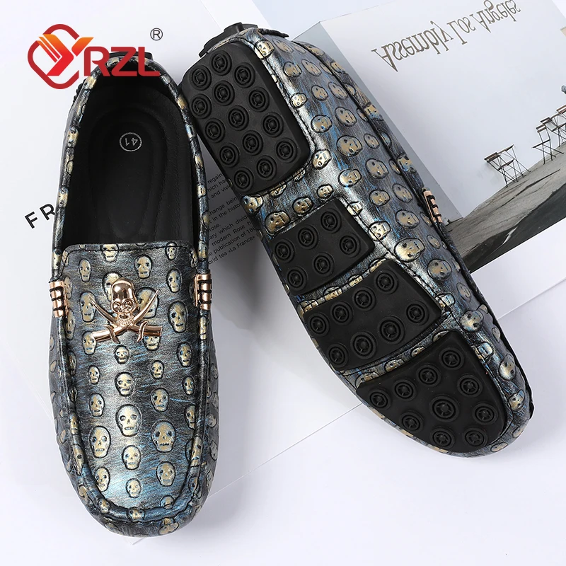 

YRZL Loafers Men Luxury Shoes for Men PU Leather Casual Lightweight Soft Sole Comfortable Slip-On Moccasins Driving Shoes Men