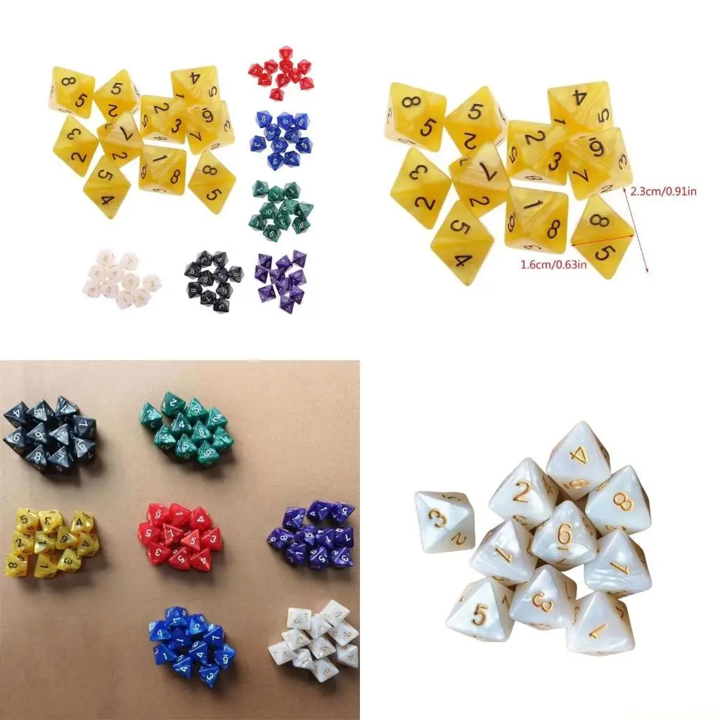 

M5TC 10 шт. 8-сторонние многогранные кубики акриловые игровые кубики с мраморным узором настольные игровые кубики подходят для