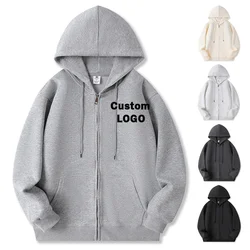 Custom LOGO Sweatshirts Men Women Zipper Hooded Spring Autumn Long Sleeve Pocket Harajuku Casual Couple Lover Hoodies S-4XL