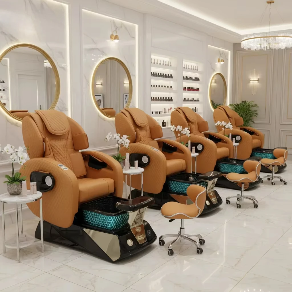Airo Nail Salon Furniture Manufacture Luxury Anti-Acetone Leather Electric Foot Spa Massage Pedicure Chair