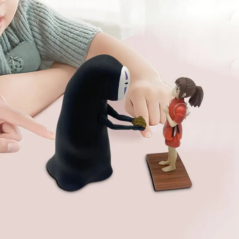 Mini Anime Statue Cute Gils Figures With Faceless Man Collectible Faceless Man Figurine Doll Toys Home Decoration accessories