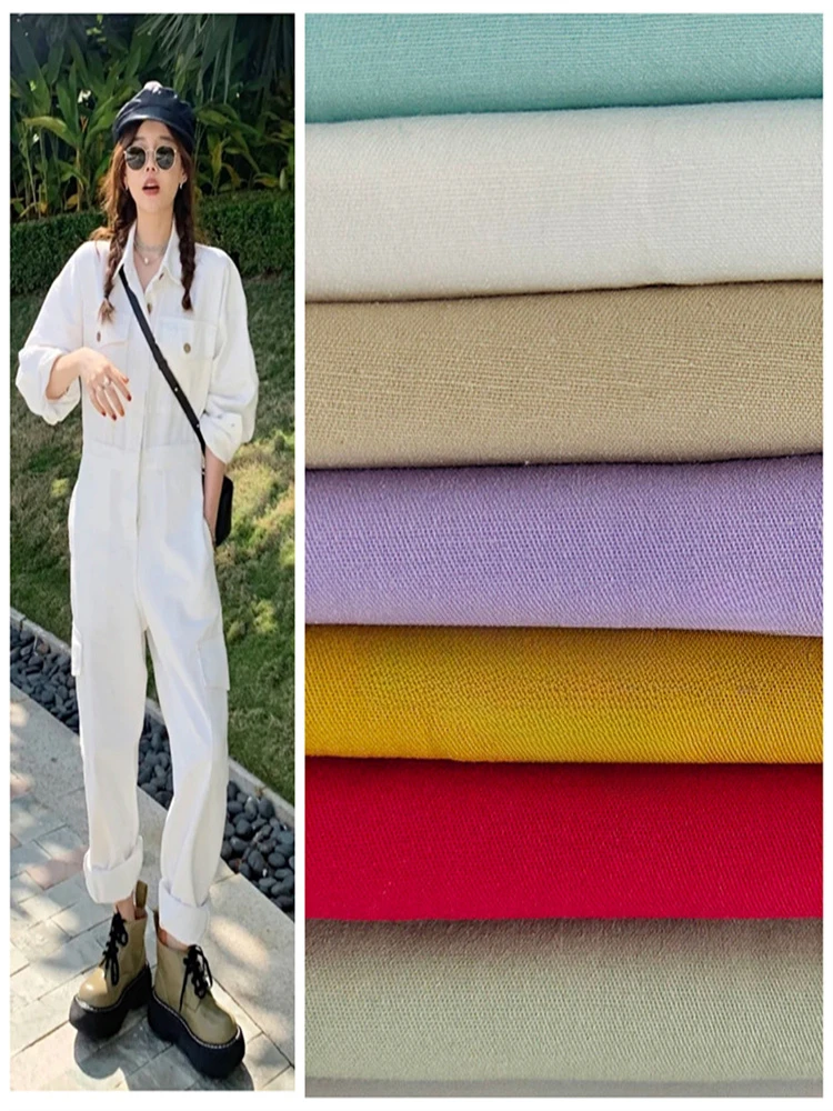 Pure Cotton Twill Denim Fabric Thickened By Meter for Shirt  Jacket Jeans DIY Sewing Washed Cloth Not Elastic Soft Black Blue