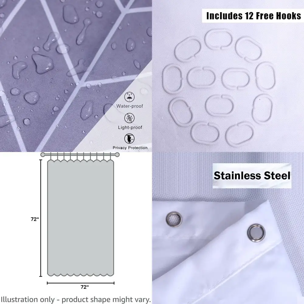 

Cute Animal & Floral Shower Curtain Set with Non-Slip Mats and Toilet Lid Cover, Waterproof, Washable, 72x72 Blue Purple