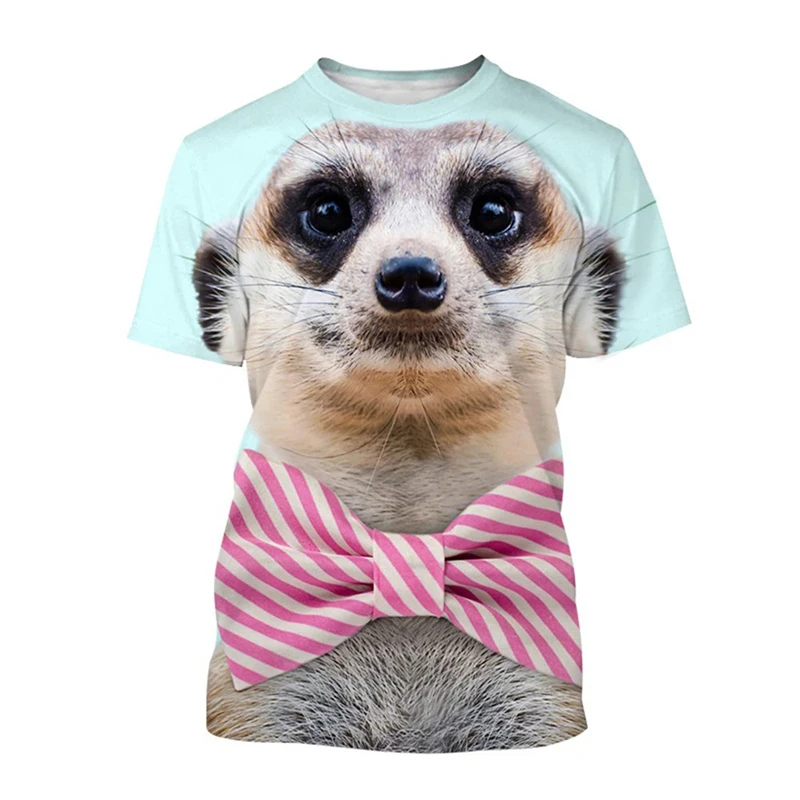 

Summer Novelty Men T-shirt Funny Meerkat 3D Mens Graphic Tshirts Women Harajuku Cute Animal Print Tee Tops Kids Street T Shirt