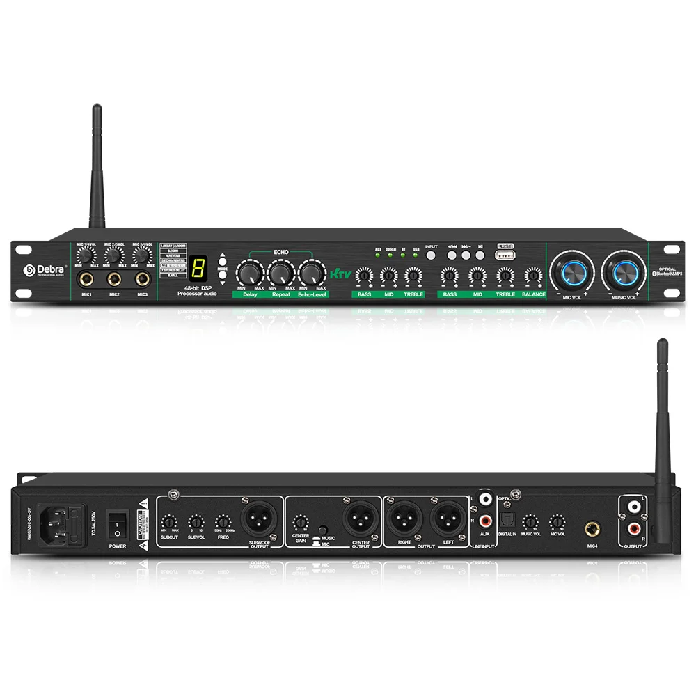 E-270 Audio front Stage Effector Preamplifier Processor Controller With Vocal Exciter Bluetooth 48DSP Anti-howling For Stage