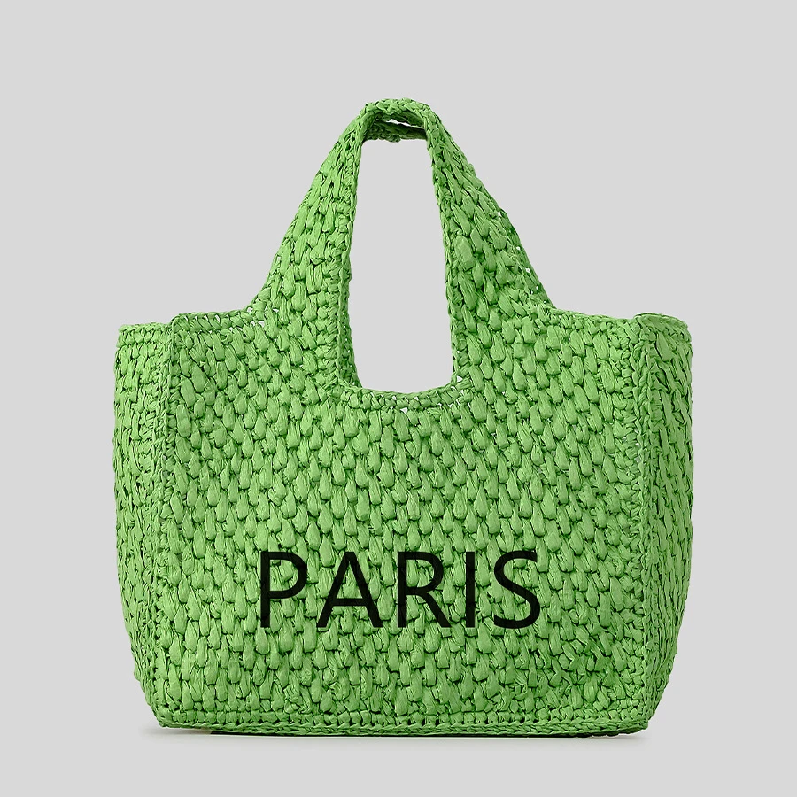 

Fashion Letters Straw Tote Bag Designer Paper Woven Women Handbags Women Handmade Summer Beach Bag Large Capacity Bali Purses