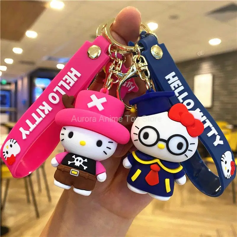 Kawaii Anime Sanrio Hello Kitty Keychain Pendant Holder Key Chain Car Keyring Mobile Phone Bag Hanging Jewelry Kids Toys Gifts