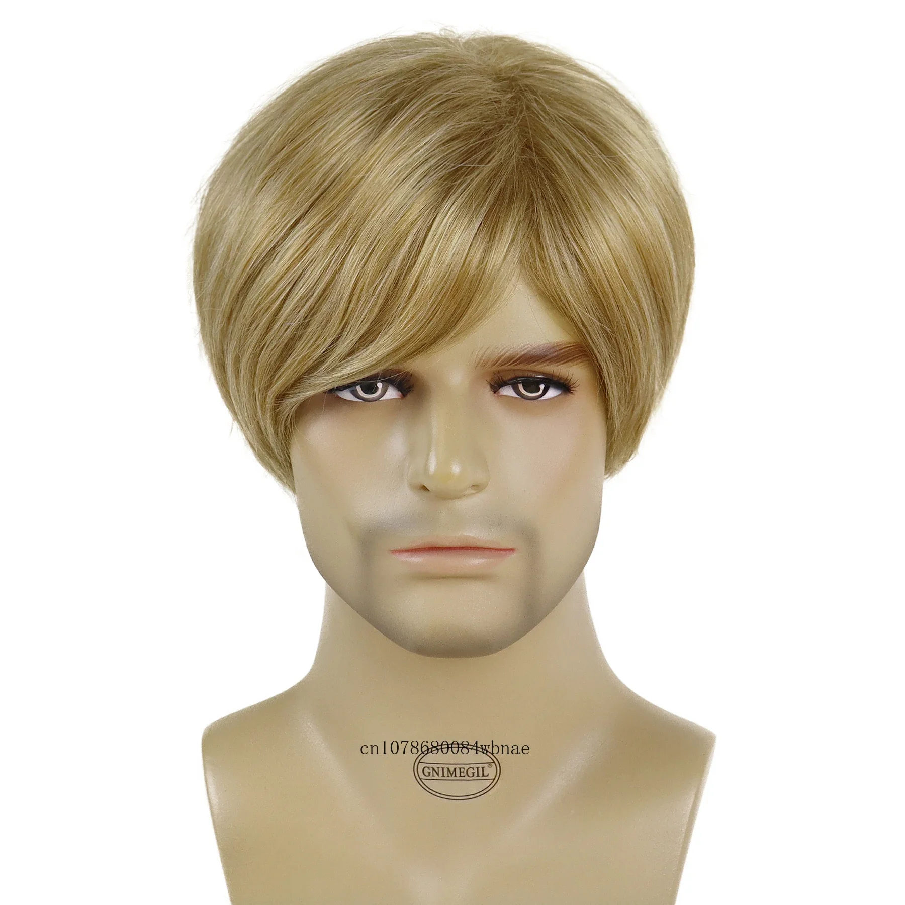 Synthetic Hair Mens Wigs Blonde Short Straight Wig for Male Guy Everyday Daily Anime Cosplay Party Halloween Use Heat Resistant