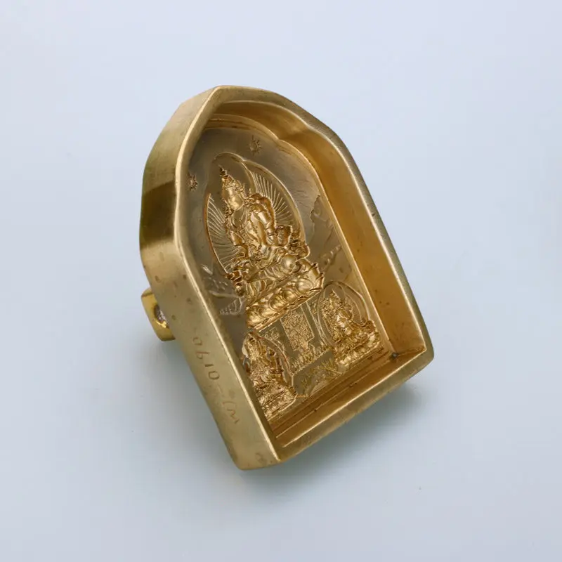 Brass Three Longevity Deities Tsa Tsa Mold Buddhist Relief for Clay Art and Collecting, Traditional Equipment