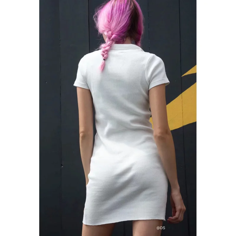 Vestido camisero recto de un solo pecho adelgazante a la moda europea y americana para mujer