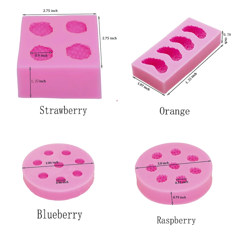 Fruit Silicone Fondant Mold Jelly Molds 3D Strawberry Raspberry Orange Candle Fruit Mold for Cake Topper Decor Chocolate Candy view 2