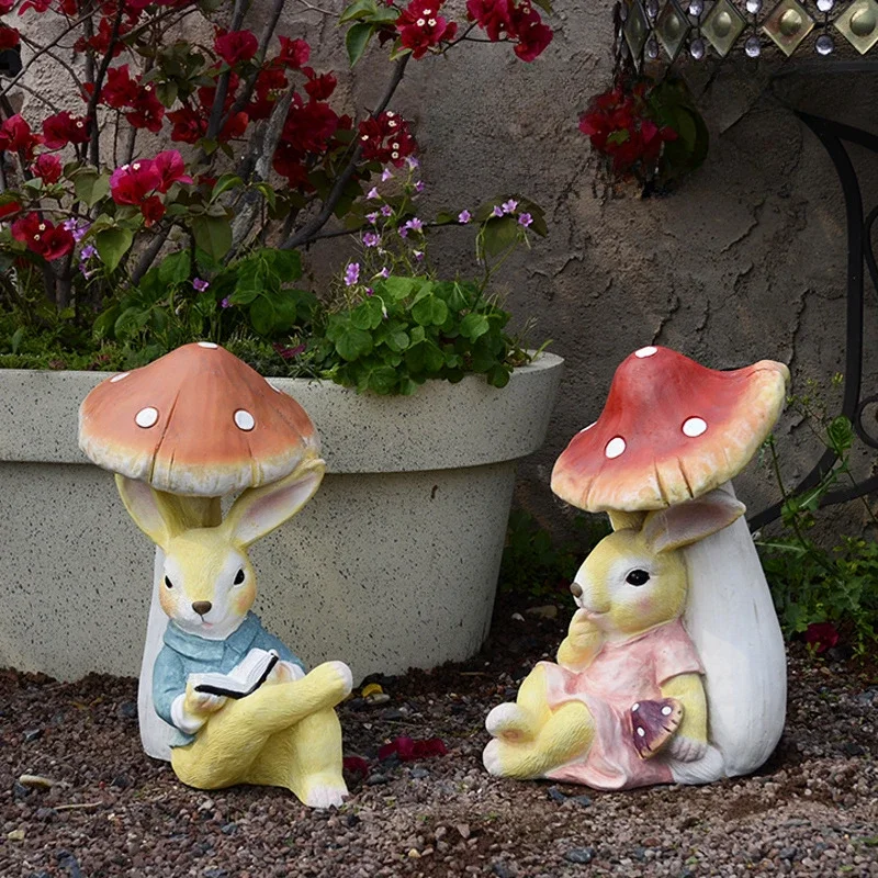 

Cute Cartoon Simulated Animals Kindergarten Landing Landscape Decoration Courtyard Garden Solar Lights Mushroom Rabbit Ornaments