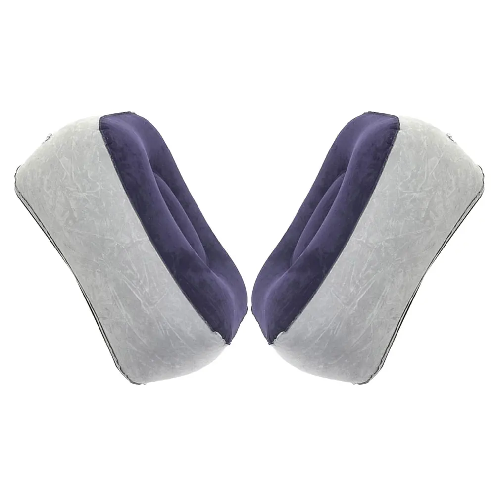 

2pcs Inflatable High Pillow Foot Rest Cushion for Airplane Car Travel Driving Adjustable Leg Support Blow Up Footstool Flocked