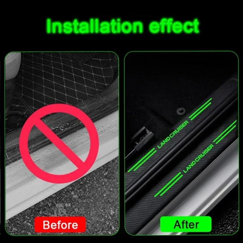 Luminous Carbon Fiber Sticker Car Threshold Protective Bumper Film for Land Cruiser Anti Scratch Waterproof Black Decals