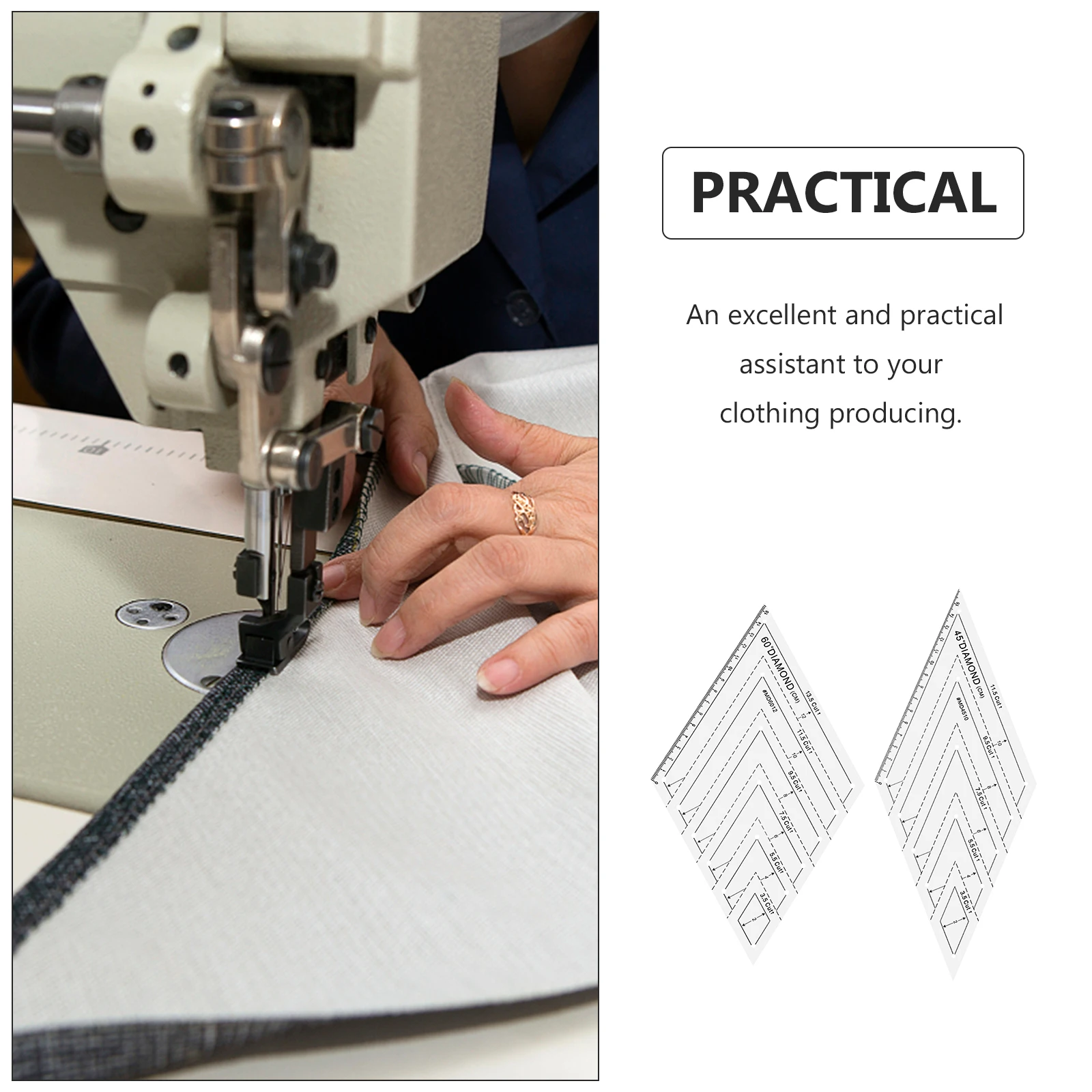 

2Pcs Plastic Sewing Ruler Clear Measuring Patchwork Tool Fabric Quilting Rulers Drawing Household Craft Cloth Measure