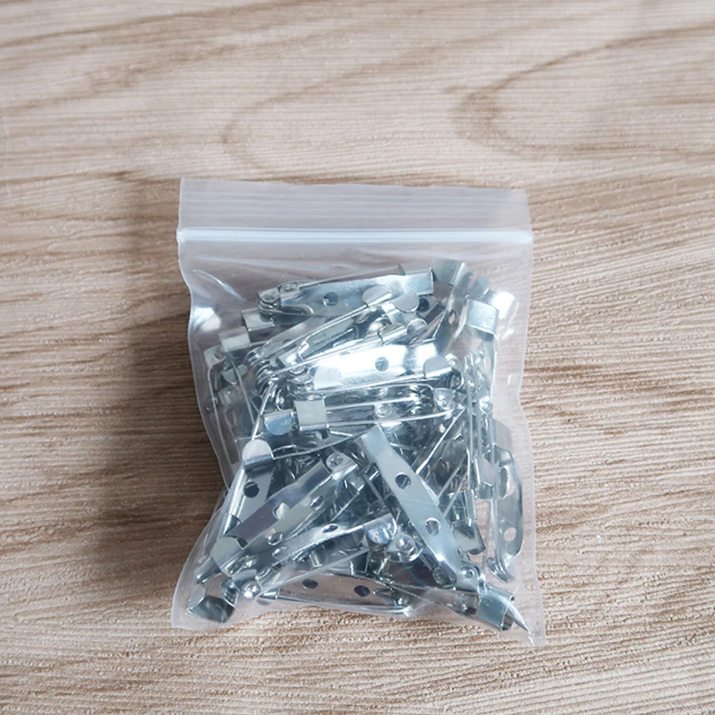 

50pcs Safety Pins Heavy Duty Metal Back Hole Design Durable For Diy Jewelry Sewing Fabric Corsage Name Badges Alloy Pins Brooch