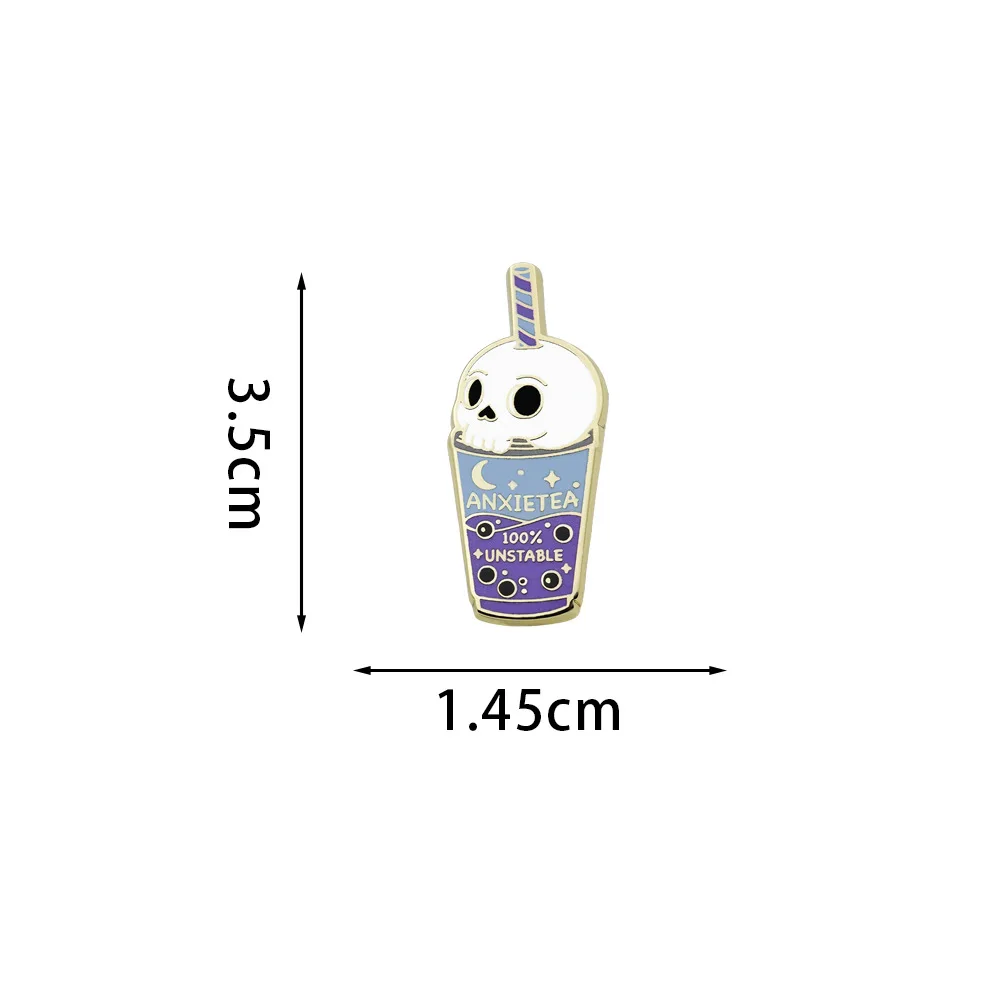 Gothic Dark Style Emaille-Anstecknadel Halloween-Brosche Giftflasche Herz Geist Kürbis Katze Skelett Wolf Teetasse Reversnadel Schmuck – Detail 8