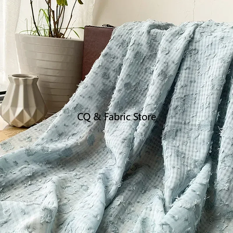 

Fringed Swiss Dot Jacquard Cut Flower Fabric Chiffon Plaid Fabric DIY Spring/Summer Fashion Shirt Dress