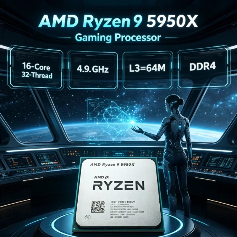 AMD Ryzen 9 5950X UP to 4.9GHz L3=64M Gaming CPU Socket AM4 DDR4 105W but without cooler 3.4 GHz 16-Core 32-Thread