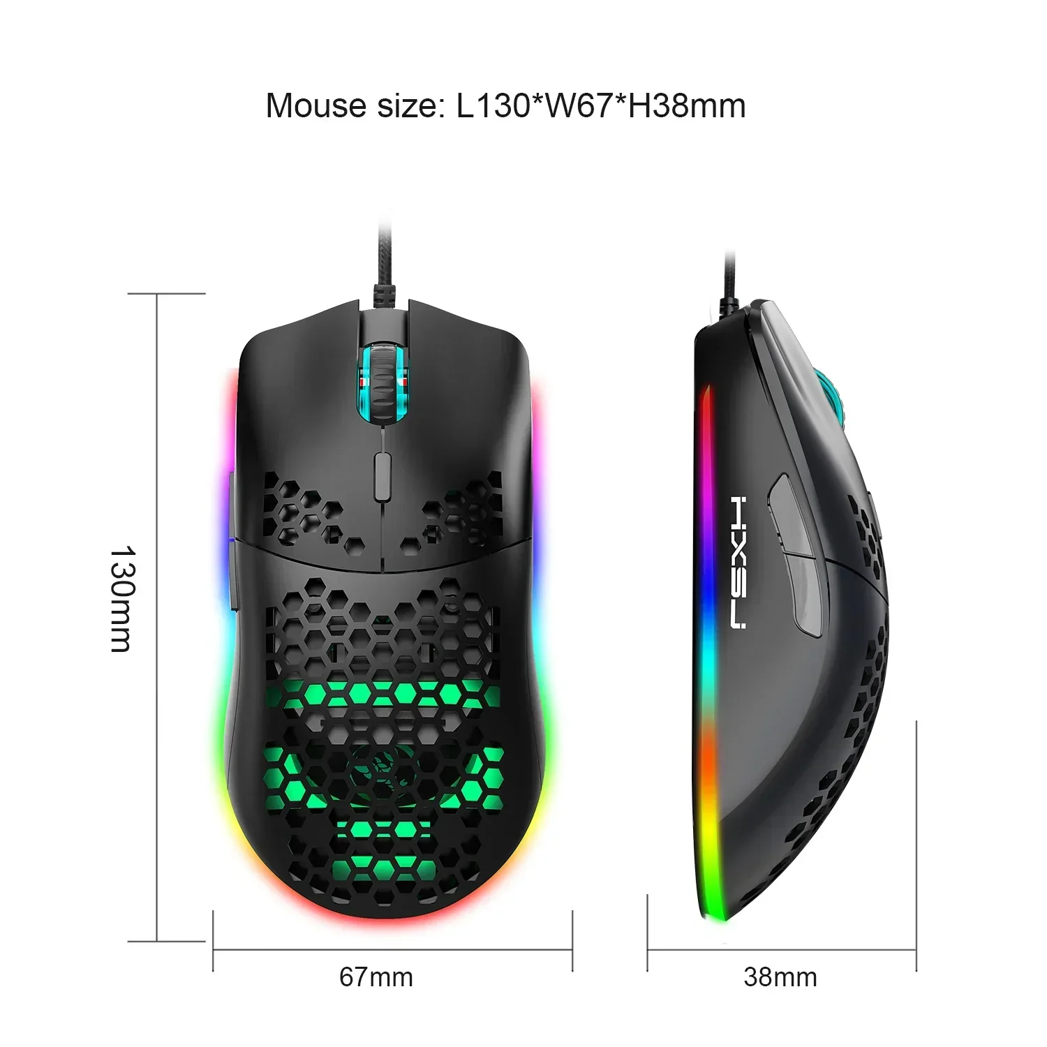 YP 6400 DPI J900 Gaming Mice RGB Office Luminous Lightweight Macro Programming Hollow Ergonomics Wired Mouse for Laptop Game