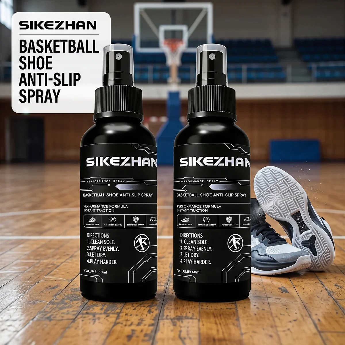 Portable Basketball Shoe Grip Spray, Quick-Drying Sole Traction Enhancer for All Sneakers, Non-Slip Court Grip for Athletes