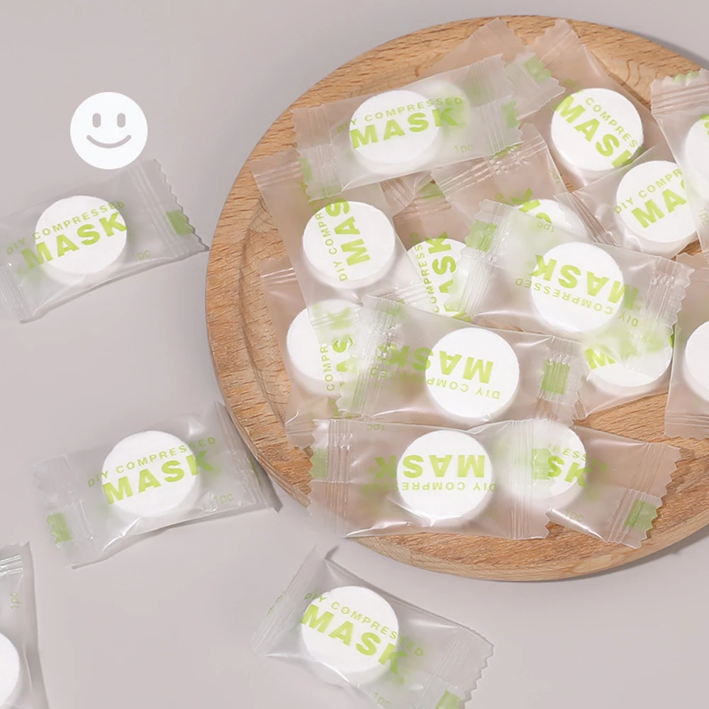 20 قطعة قناع الوجه المضغوط القابل للتصرف المحمولة غير المنسوجة قناع الوجه منشفة الوجه عملة القطن ملفوفة الأنسجة أدوات العناية بالبشرة #2