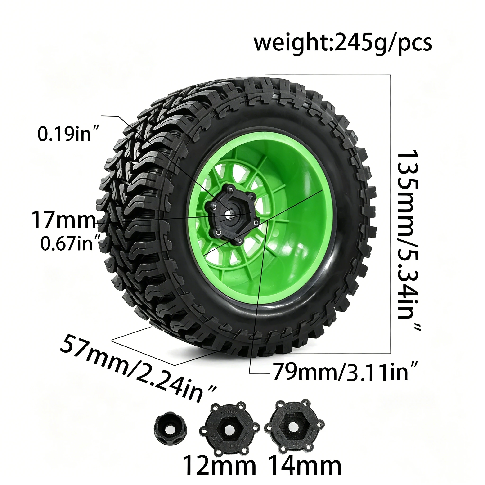 1/8 1/10 Short Turck Wheels Monster Buggy Tire 12 14 17mm Hex for RC Off Road Car Arrma Traxxas Slash Mojave Typhon 3S 6S Redcat