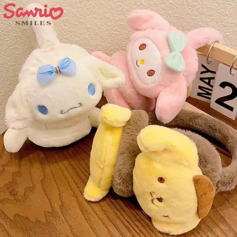 Kawaii Cinnamoroll My Melody Plush Ear Warming Sanrio Cartoon Kuromi Winter Earmuffs Cute Outdoor Warm Ear Sheld Anime Girl Gift