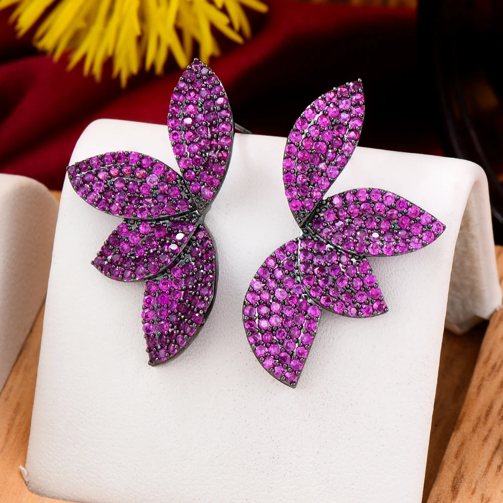 

Missvikki Luxury Bloom Flowers Earrings for Women Gorgeous Fine Jewelry Full CZ Bridal Wedding 2022 Fashion Earrings Jewelry