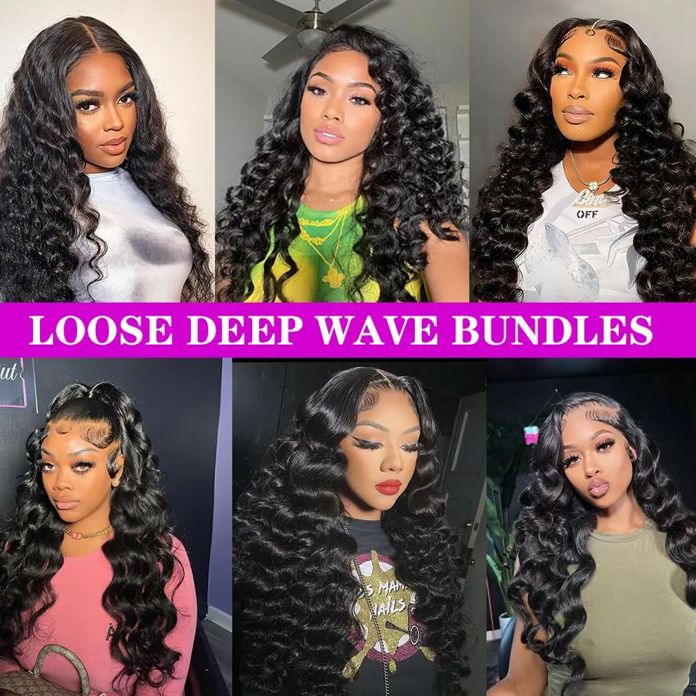 16A Loose Wave Bundles Human Hair 30 32 Inch 100% Unprocessed Weave Double Weft Virgin Brazilian Human Hair Water Wave Bundles