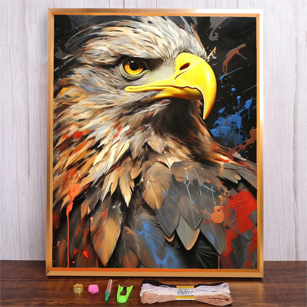 

Animals Eagle 11CT Printed Cross Stitch Kit Full Patterns Canvas Hand Embroidery Crafts Living Room Bedroom Wall Decorations