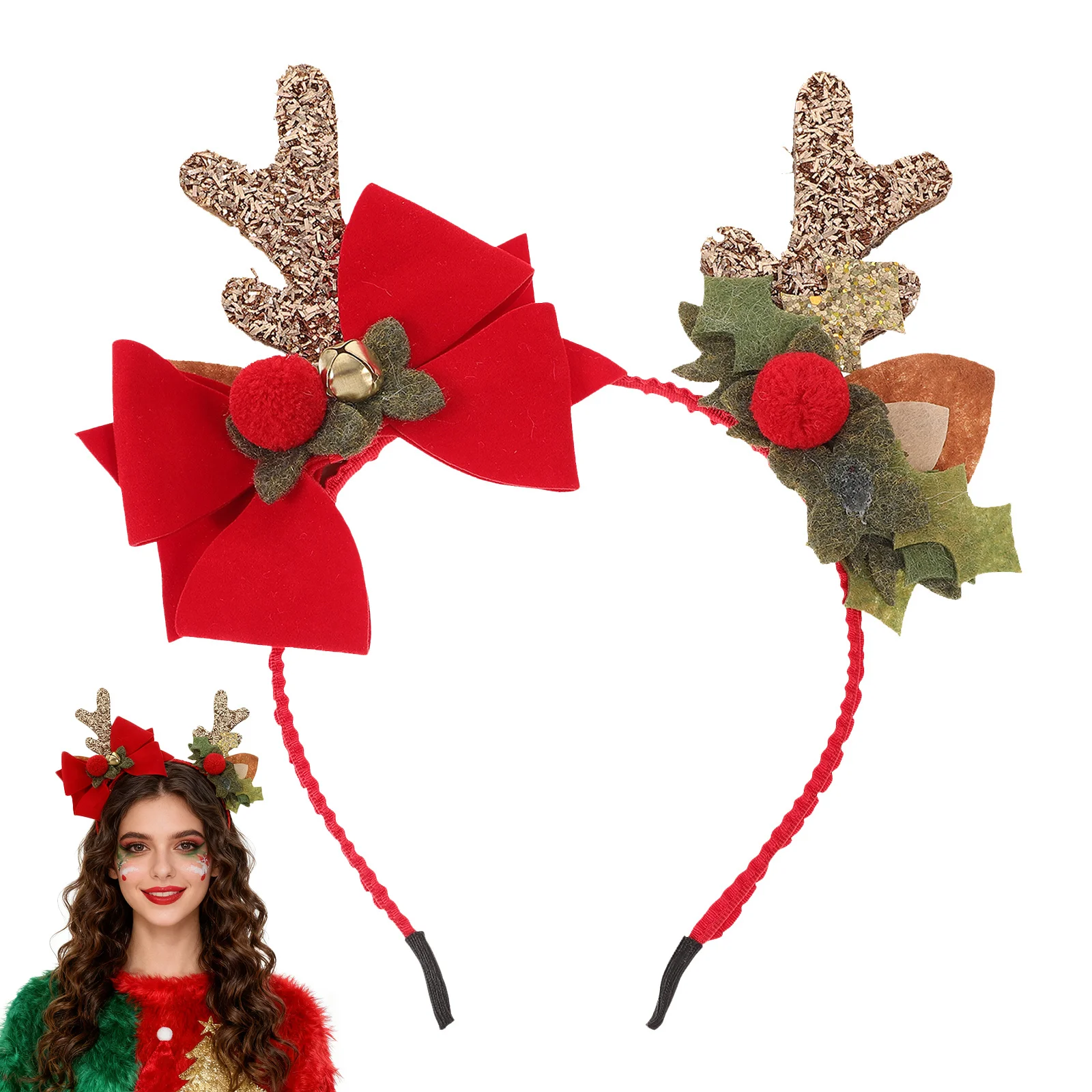 

Antler Headband for Women Festive Bow Hair Band Lightweight Comfortable Wear Ideal for Christmas Party Wedding Anniversary