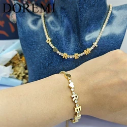 DOREMI 6MM Thick Letters Bracelet Necklace Tennis Chains Bracelet Women Custom Jewelry Gift Designer Heart Name Bracelet
