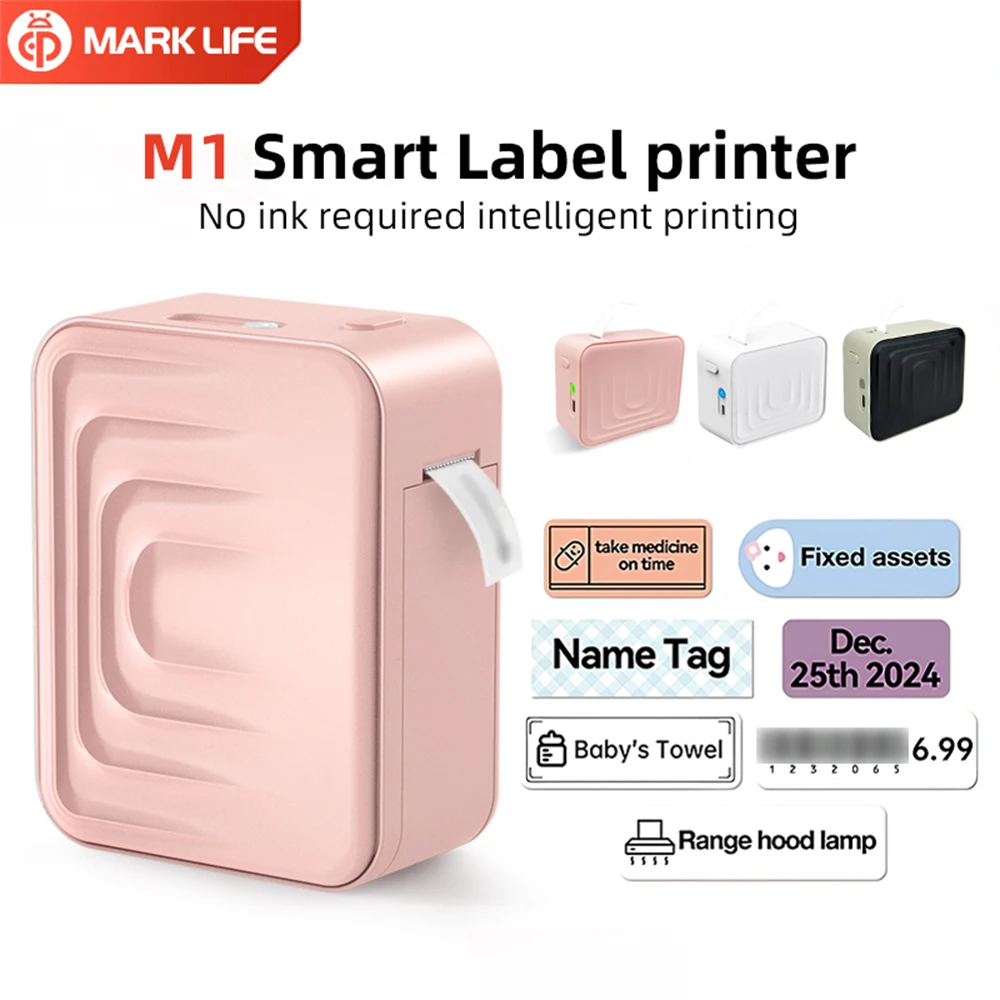 MarkLife M1 Mini tragbarer Thermodrucker, kabellos, Bluetooth-kompatibel, Etikettendrucker für Zuhause und Büro, Etikettiermaschine