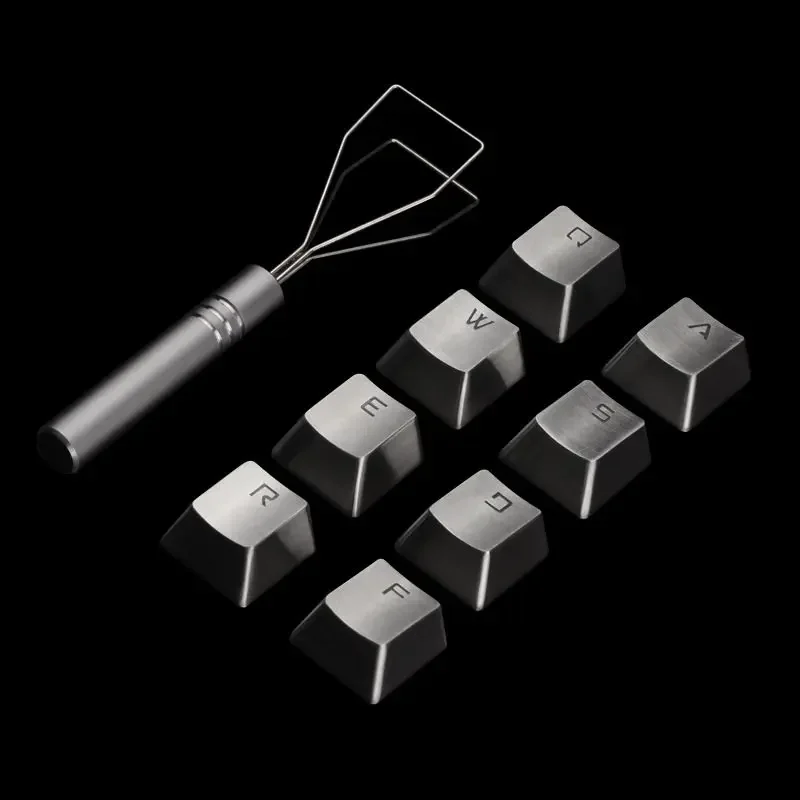 Custom OGKEY Raw Stainless Metal Keycaps,No-Plating FinishforCherry MX Red Blue Brown Black Switches,Third-Party Artisan MX Caps