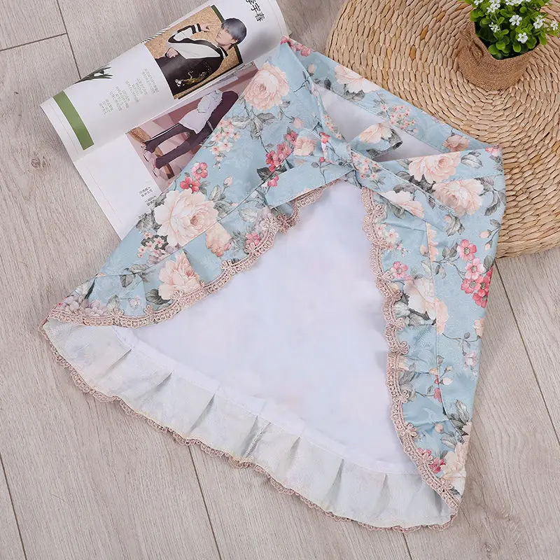 Half-length Short Floral Aprons Women Household Kitchen Cooking Antifouling Apron Restaurant Florist Coffee Shop Overalls Pocket