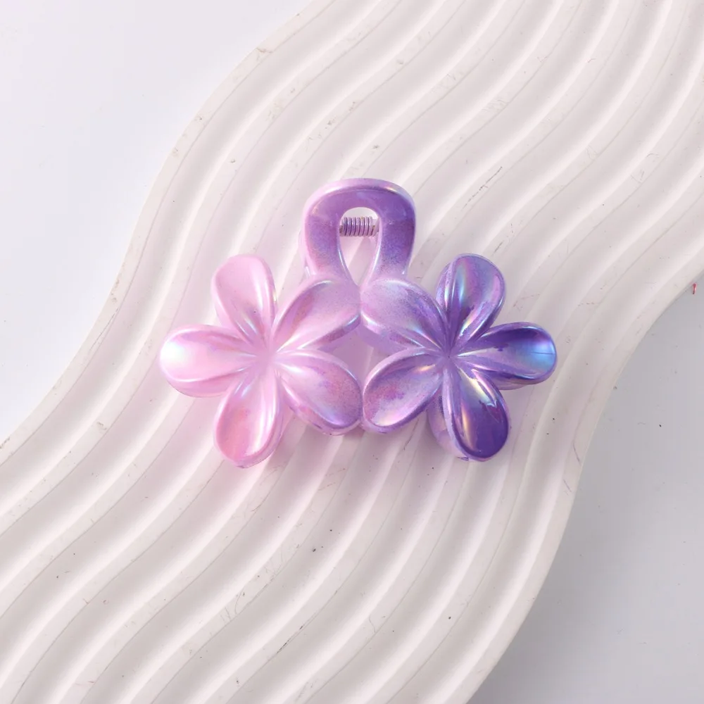 新しいグラデーションダブルエッグフラワープレートヘアクリップかぶと多用途クールフラワーサメグリップ女性のヘアアクセサリー